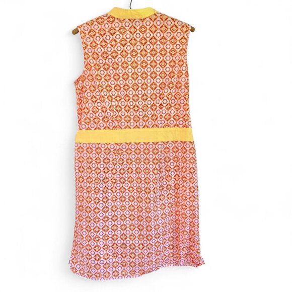 Island Republic Womens Sleeveless Buttton Front Belted Dress Large Yellow Orange - Picture 3 of 16